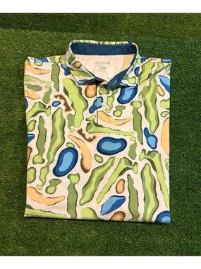 Good good golf polo mens XL white green camp lighweight breathable golf course